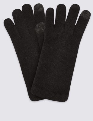 Metallic Effect Touchscreen Soft Knitted Gloves